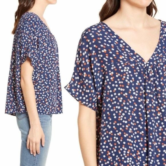 MADEWELL High Low Rhyme Top In Baby Floral Bengali Size X-Small - Picture 3 of 14